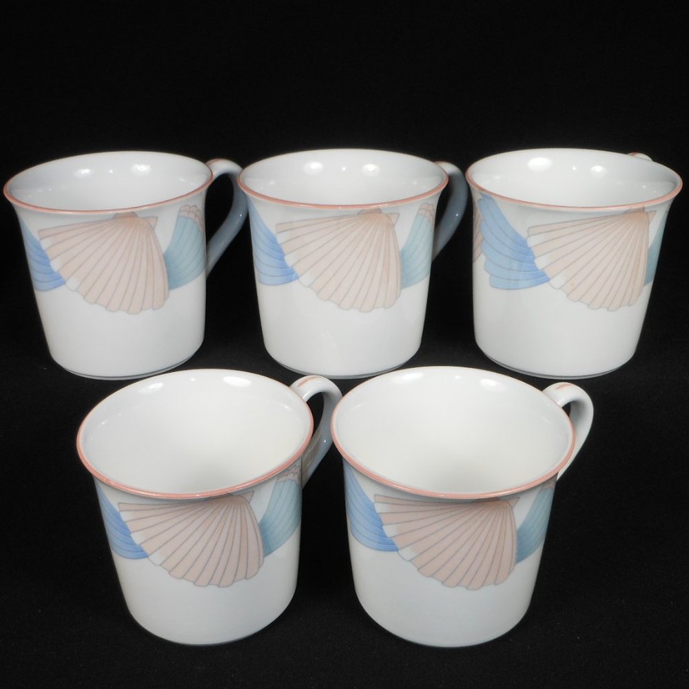 5 tea cups. Noritake Japan New Decade 9417 Ocean Melody